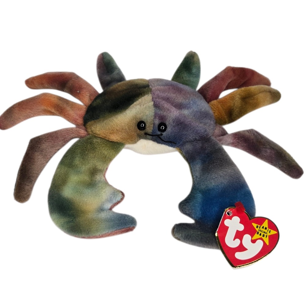 Ty Claude Crab Beanie Baby‎ 9" Vintage Tie Dye Aquatic Retired Retro Plush